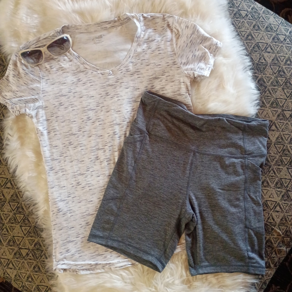 Avia Gray Athletic Set Shorts With Top